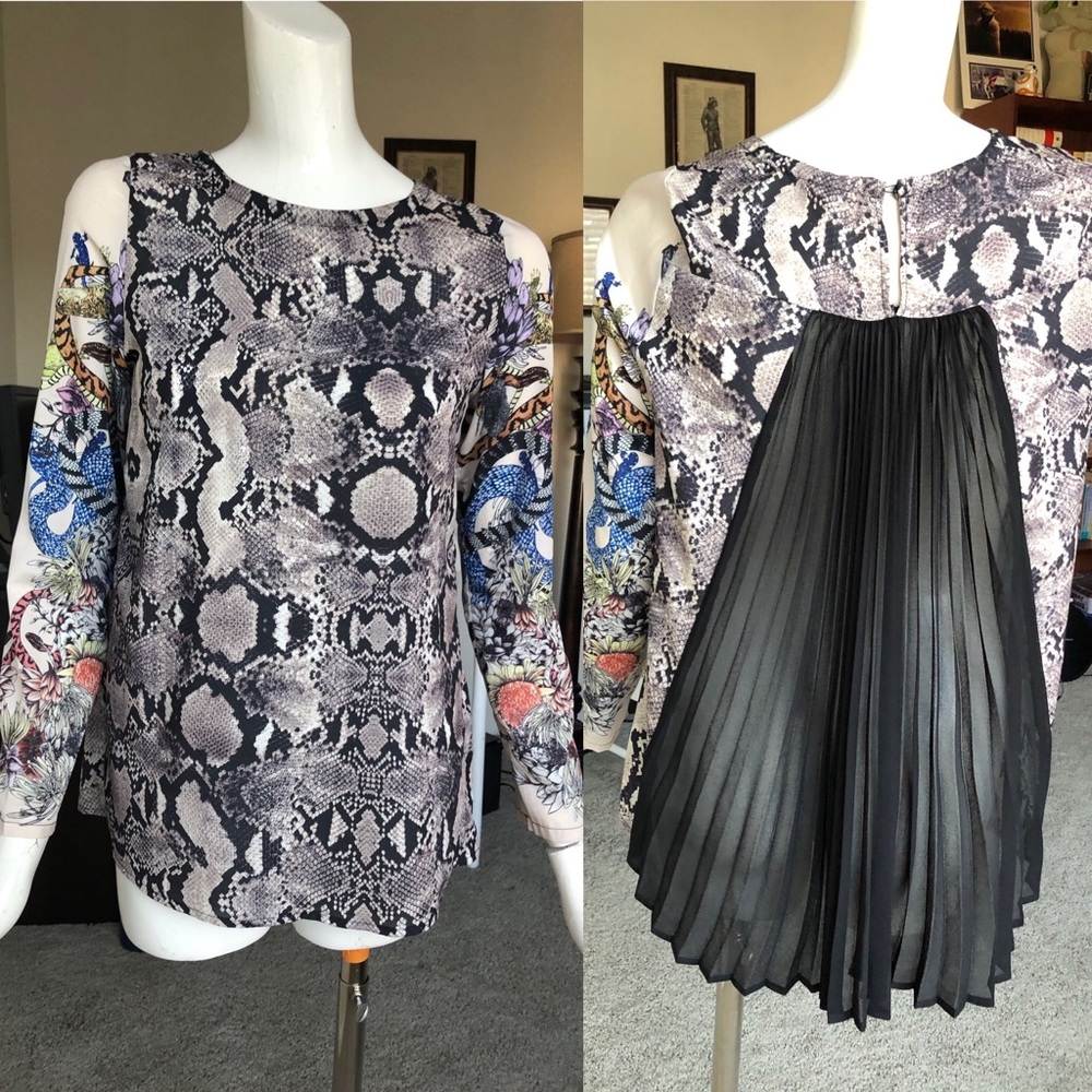 BALENCIAGA Paris snake 100% SILK print top blouse